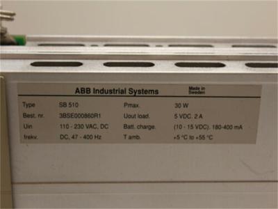 SB510 ABB 3BSE000860R1 مصدر الطاقة الاحتياطية